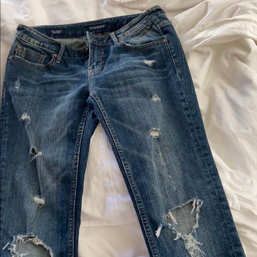 Vigoss (Nordstrom) distressed ankle skinny jeans.